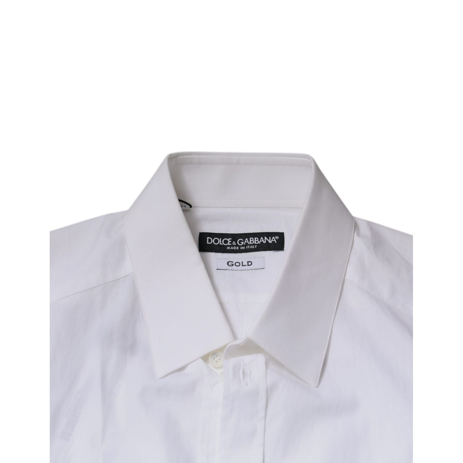 Dolce & Gabbana White Cotton Long Sleeves GOLD Dress Shirt