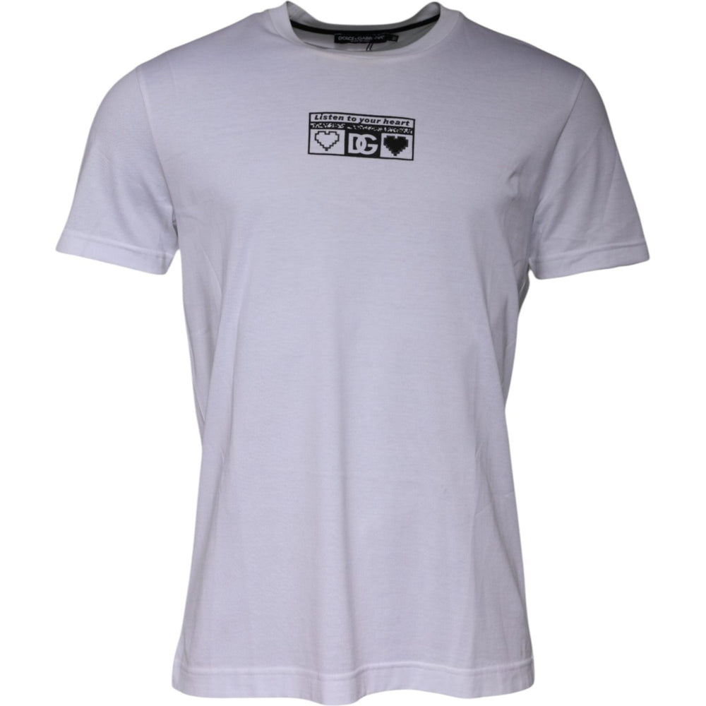 Dolce & Gabbana White Logo Print Cotton Crew Neck T-shirt TSH87478-50