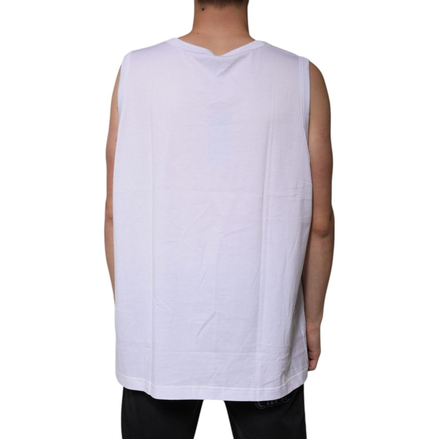 Dolce & Gabbana White Cotton Sleeveless Round Neck Tank T-shirt TSH87502-52