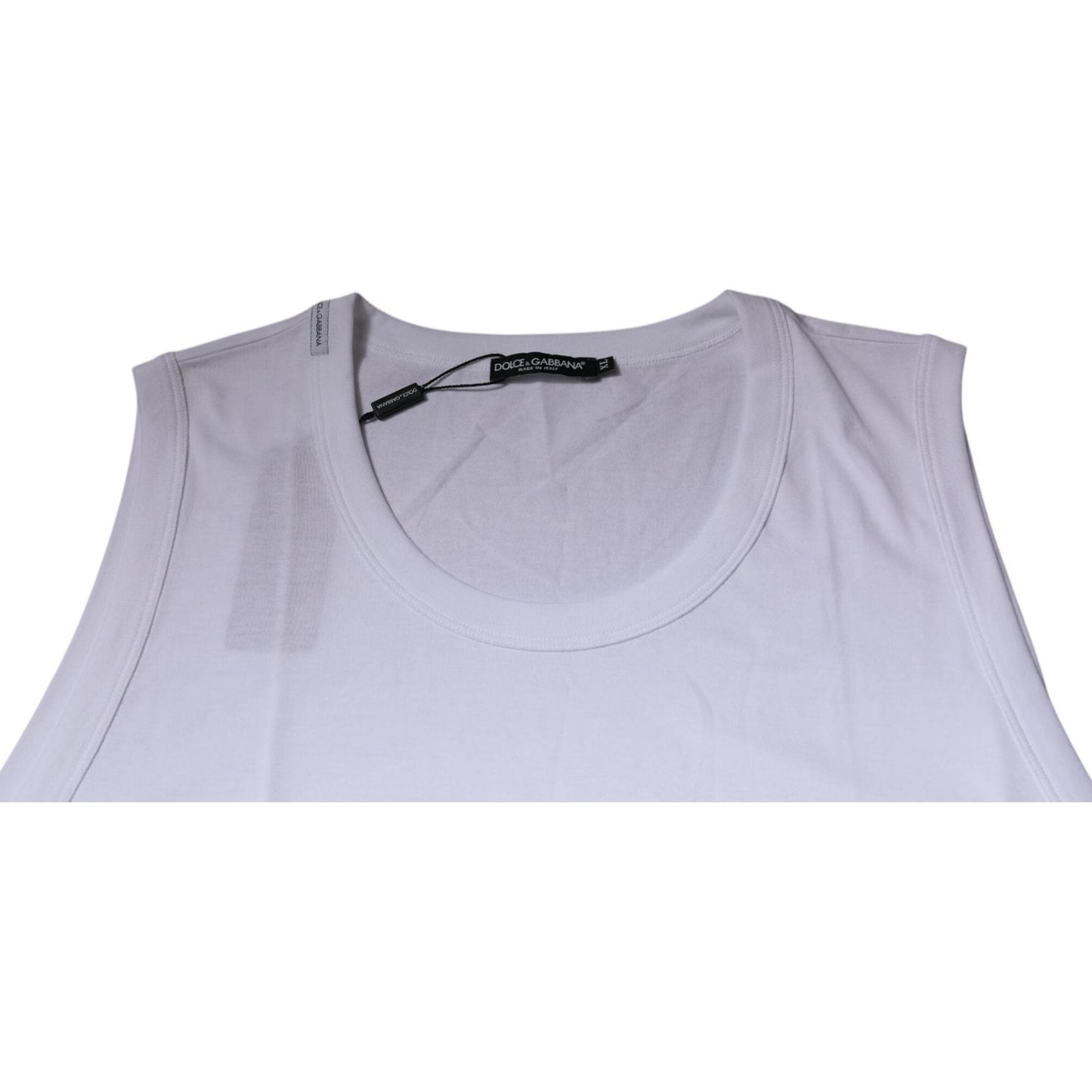 Dolce & Gabbana White Cotton Sleeveless Round Neck Tank T-shirt TSH87502-52