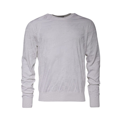 Dolce & Gabbana White Silk Crew Neck Men Pullover Sweater