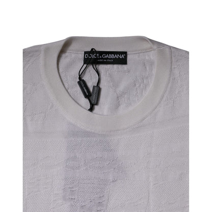 Dolce & Gabbana White Silk Crew Neck Men Pullover Sweater
