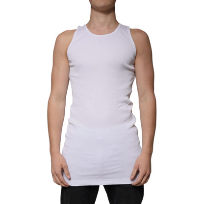 Dolce & Gabbana White Cotton Sleeveless Round Neck Tank T-shirt