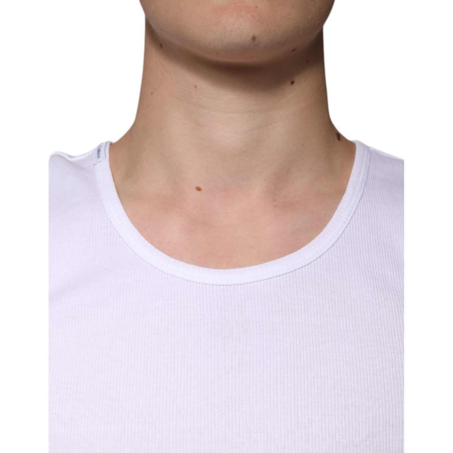Dolce & Gabbana White Cotton Sleeveless Round Neck Tank T-shirt TSH87563-52