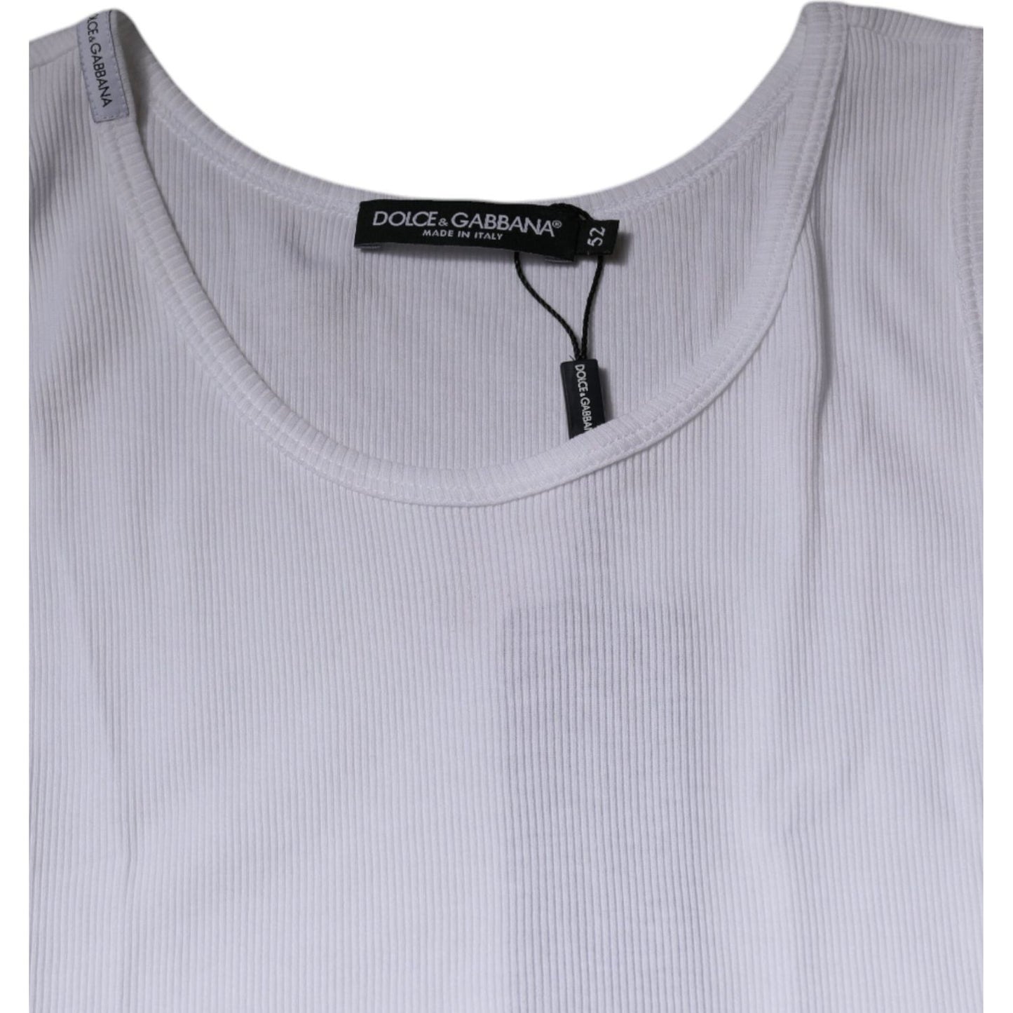 Dolce & Gabbana White Cotton Sleeveless Round Neck Tank T-shirt TSH87563-52