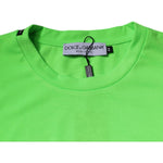 Dolce & Gabbana Green Logo Polyester Crew Neck T-shirt TSH87640-44