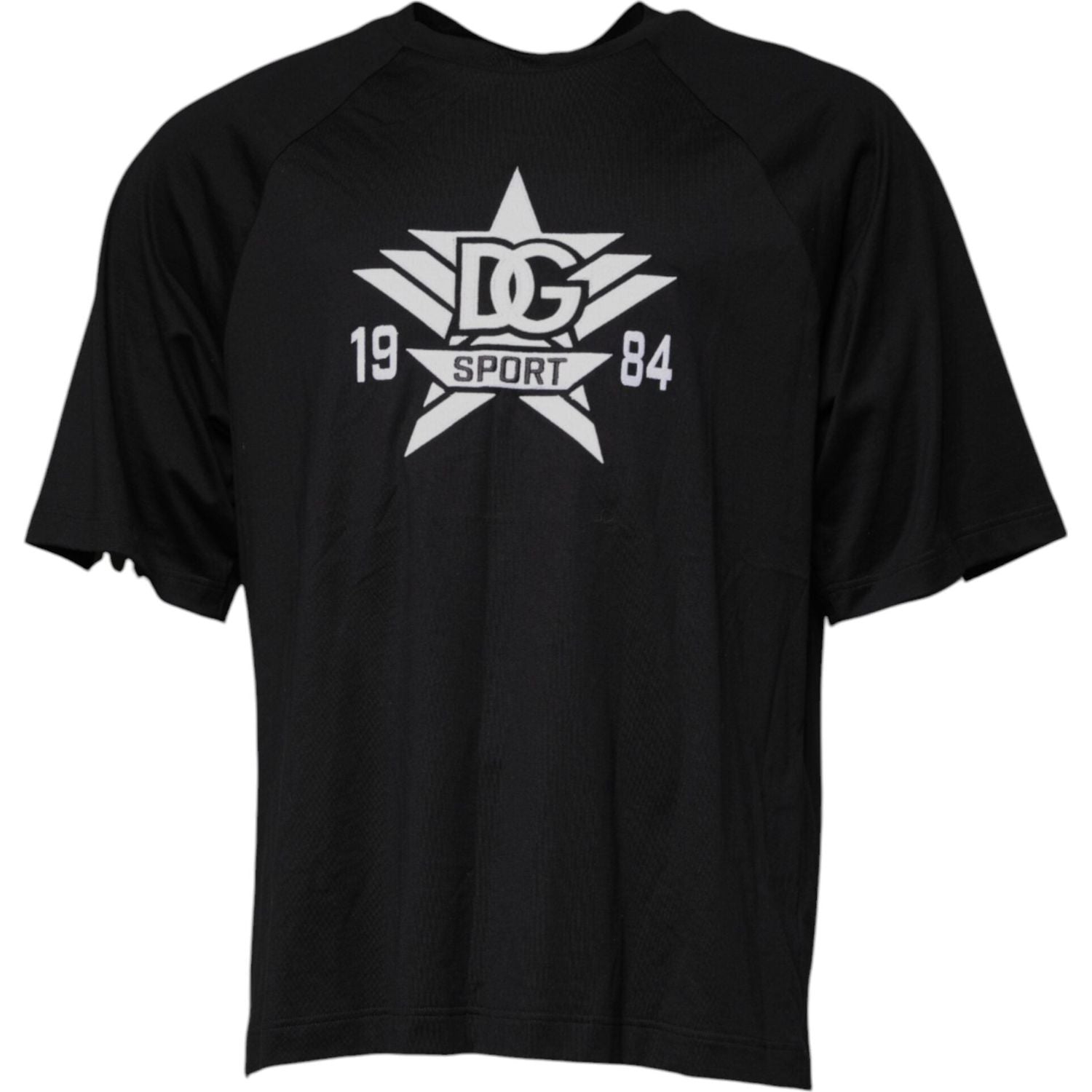 Dolce & Gabbana Black Logo Print Cotton Crew Neck T-shirt