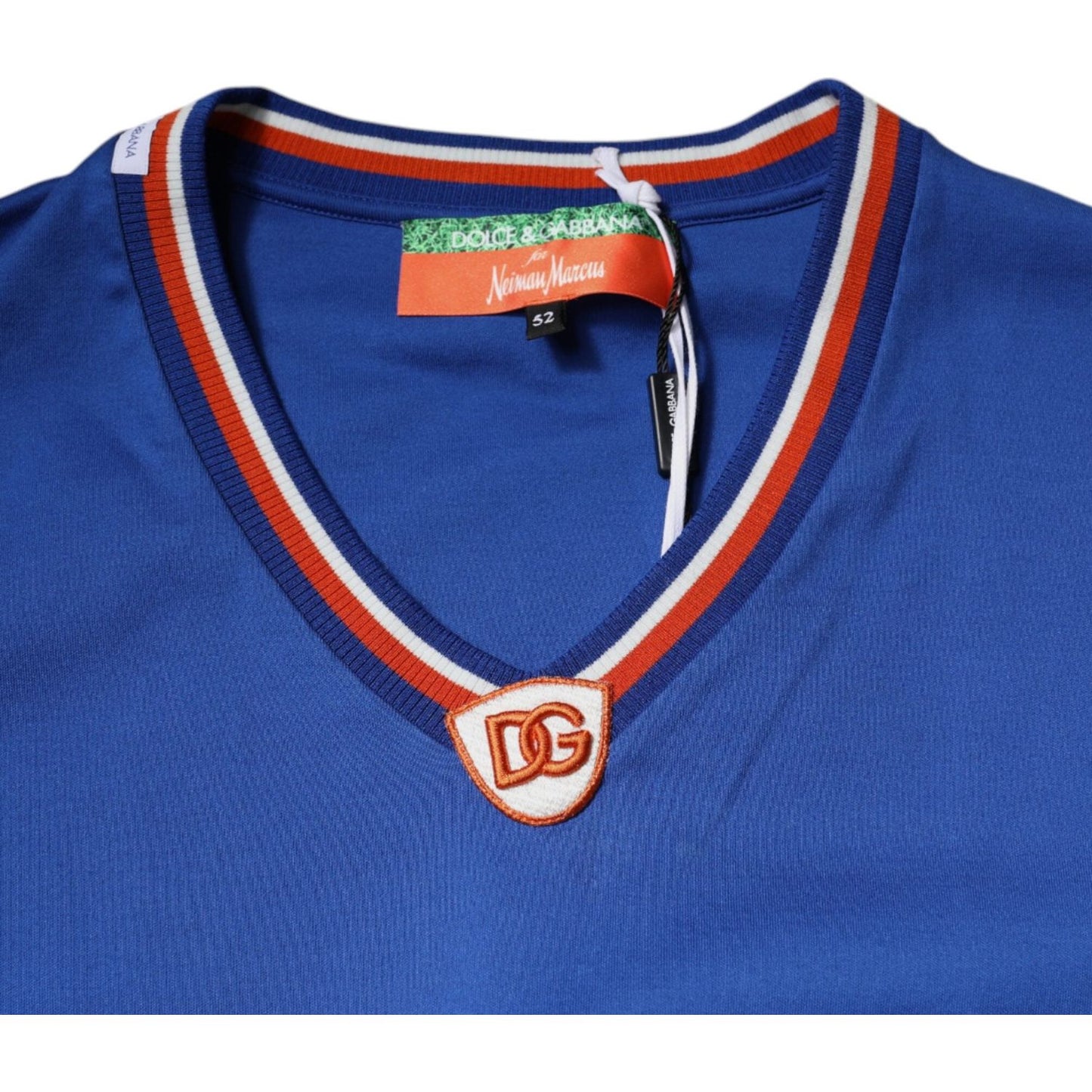 Dolce & Gabbana Blue Logo V-neck Short Sleeve T-shirt TSH87697-52