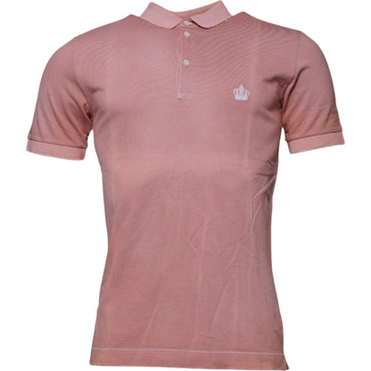 Dolce & Gabbana Pink Crown Collared Short Sleeve Polo T-shirt