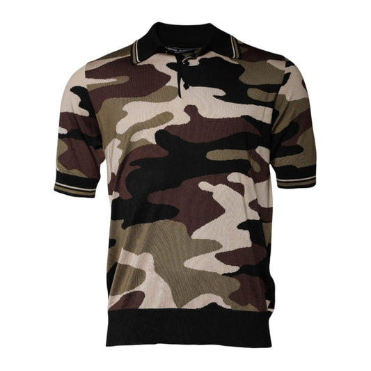 Dolce & Gabbana Multicolor Camouflage Collared Polo T-shirt TSH87709-48