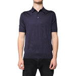 Dolce & Gabbana Blue Silk Collared Short Sleeves Polo T-shirt TSH87741-48