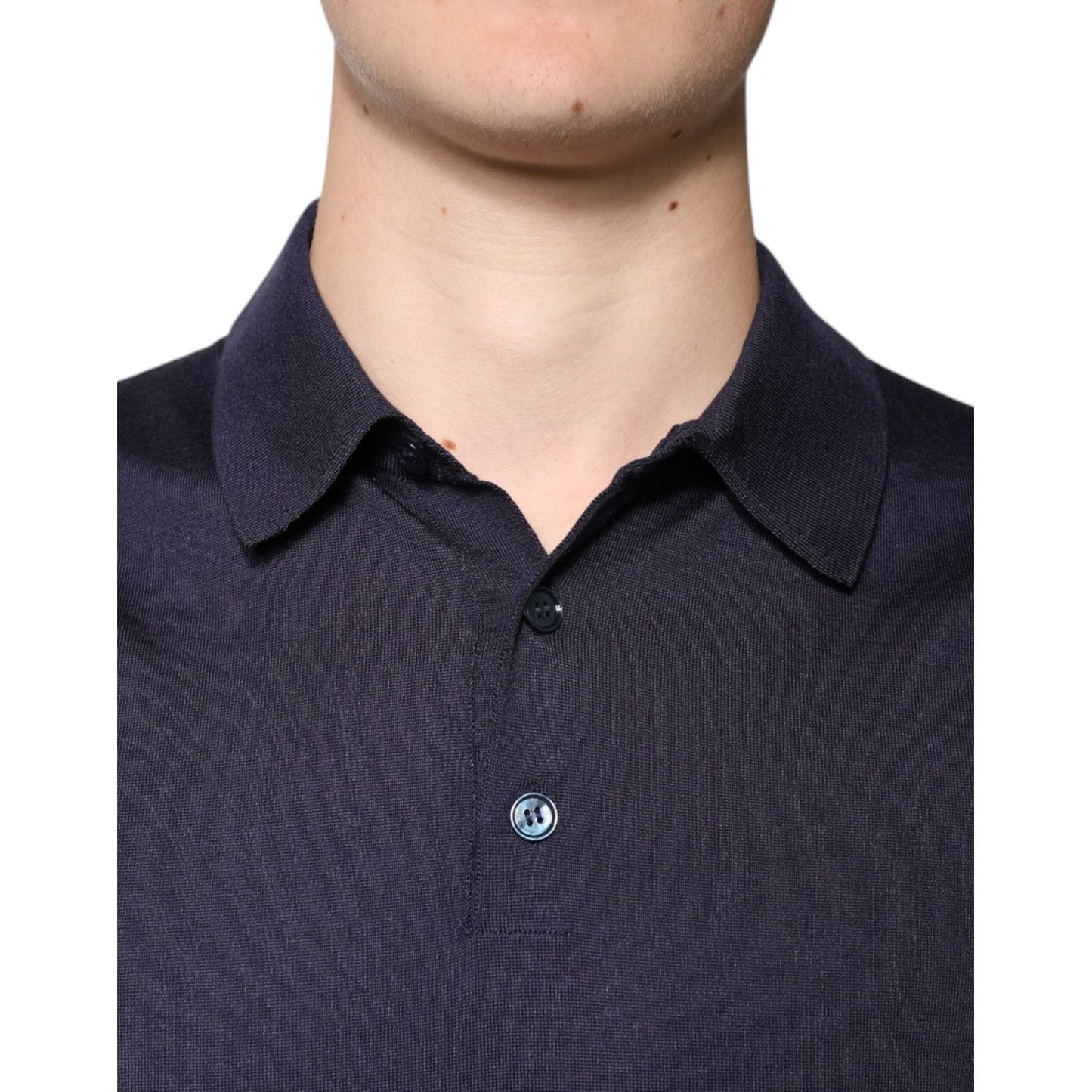 Dolce & Gabbana Blue Silk Collared Short Sleeves Polo T-shirt TSH87741-48