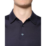 Dolce & Gabbana Blue Silk Collared Short Sleeves Polo T-shirt TSH87741-48