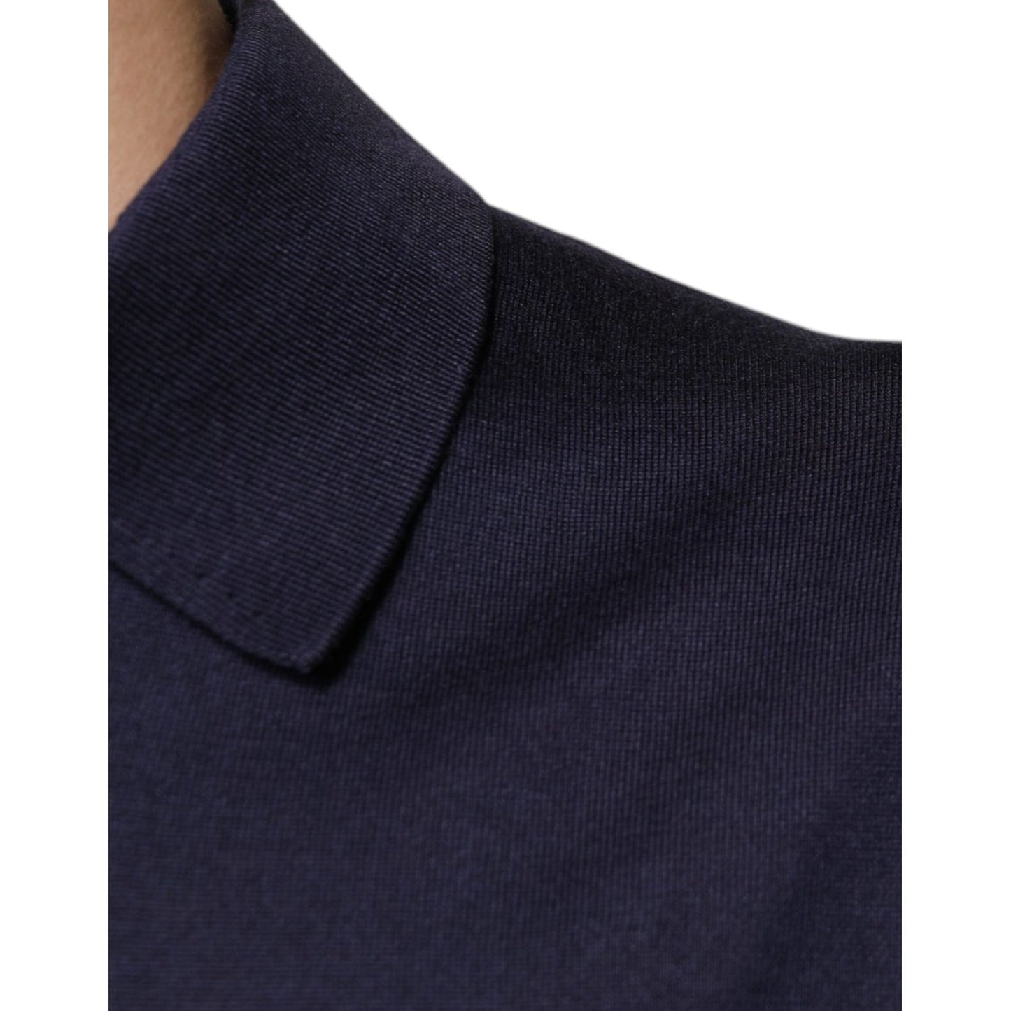 Dolce & Gabbana Blue Silk Collared Short Sleeves Polo T-shirt TSH87741-48