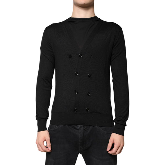 Dolce & Gabbana Black Cashmere Button Down Cardigan Sweater TSH87776-44