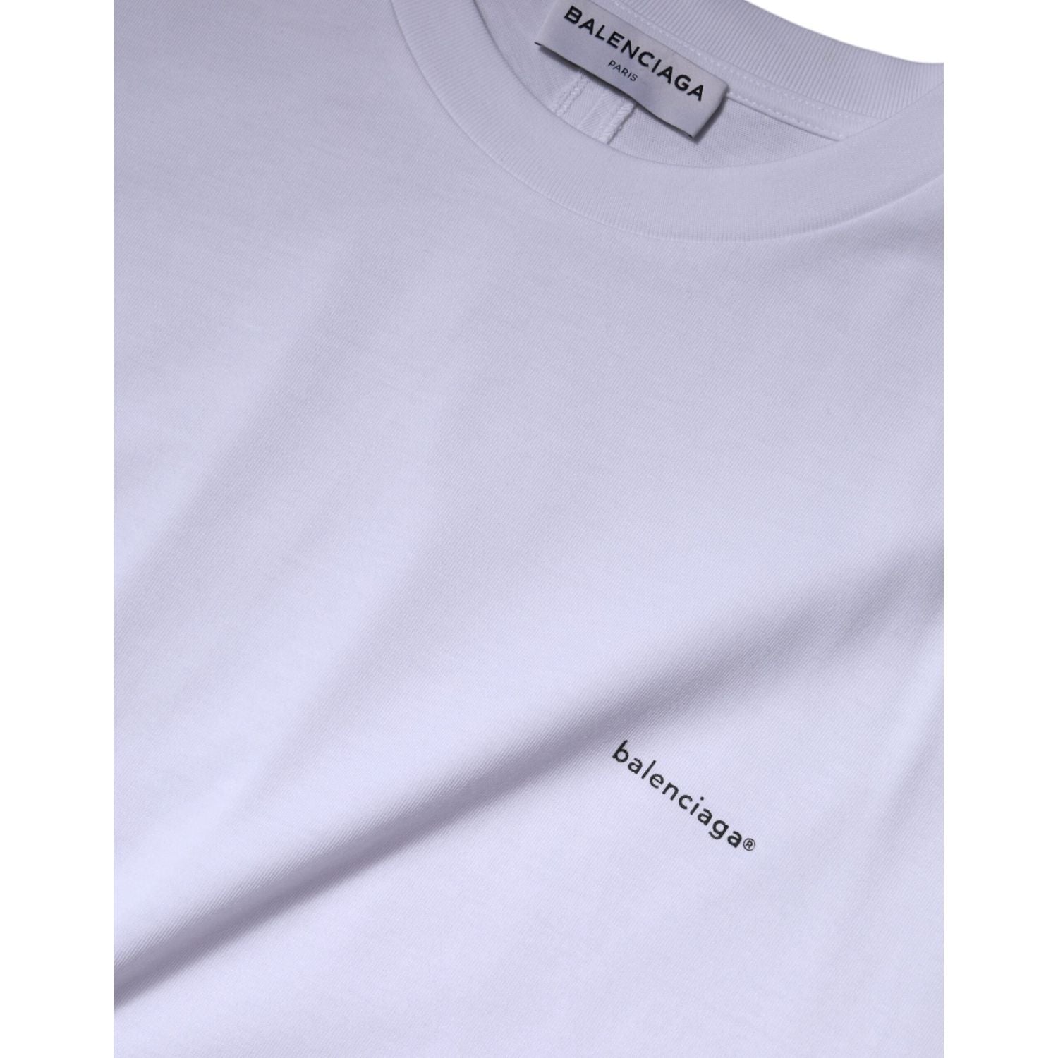 Balenciaga White Logo Cotton Crew Neck Short Sleeves T-shirt