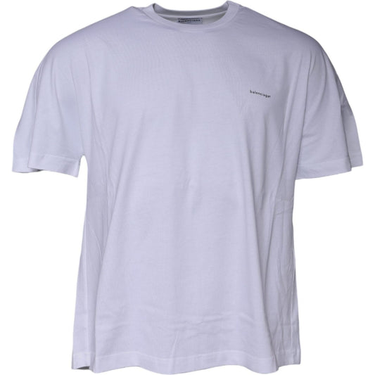 Balenciaga White Logo Cotton Jersey Crew Neck Short Sleeves T-shirt