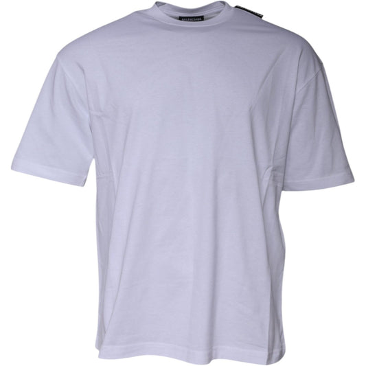 Balenciaga White Logo Cotton Jersey Crew Neck Short Sleeves T-shirt