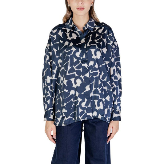 ICHI Blue Polyester Shirt IC-15692500010-IT36|XXS