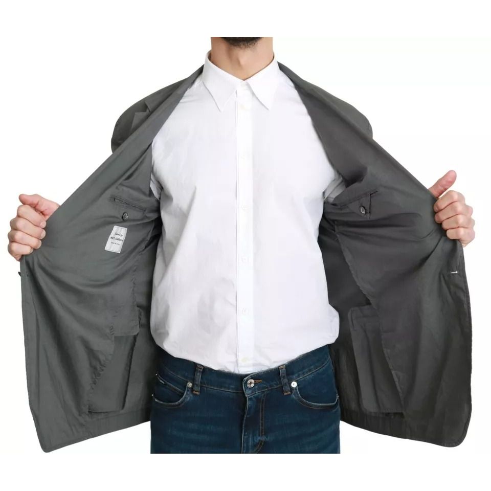 Dolce & Gabbana Gray Cotton Single Breasted Formal Blazer