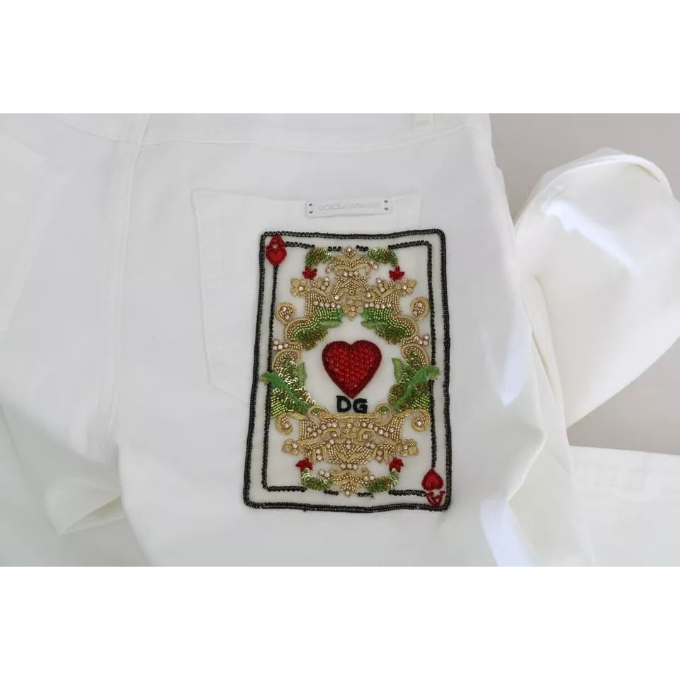 Dolce & Gabbana White Crystal Embellished Skinny Jeans