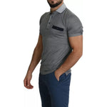 Dolce & Gabbana Gray Collared Silk Polo Top Shirt T-shirt TSH5633-44