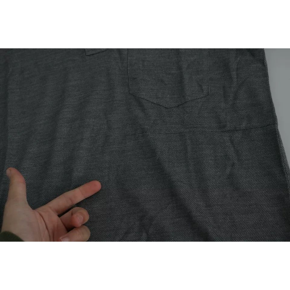 Dolce & Gabbana Gray Collared Silk Polo Top Shirt T-shirt TSH5633-44