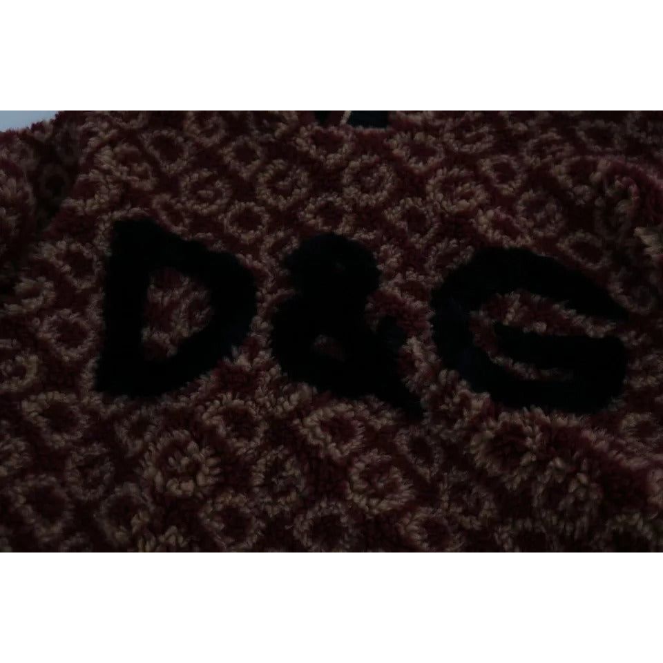 Dolce & Gabbana Red Beige Wool Oversize Hooded Pullover Sweater JKT2731-48