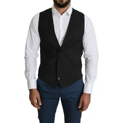 Dolce & Gabbana Black Men Formal STAFF Dress Waistcoat Vest