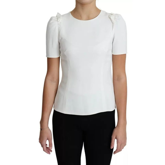Dolce & Gabbana White Viscose Stretch Short Sleeves Blouse Top TSH5738-38
