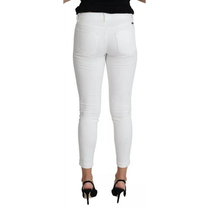 Dolce & Gabbana White Cotton Distressed Pretty Fit Denim Jeans