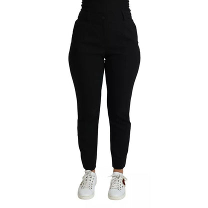 Dolce & Gabbana Black Virgin Wool Stretch Skinny Pants