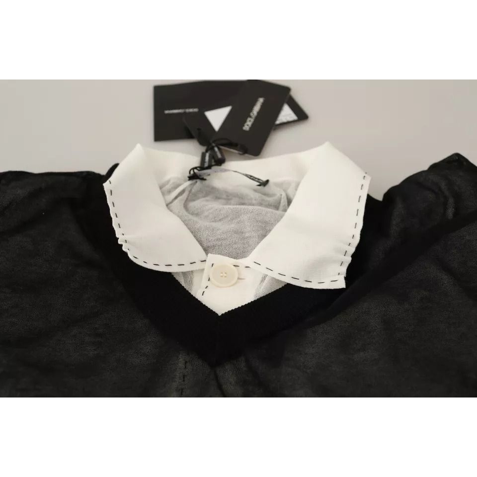 Dolce & Gabbana Black White Shirt One Piece Pullover Sweater