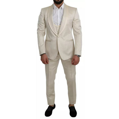 Dolce & Gabbana Beige Wool Crème 3 Piece SICILIA Shawl Suit