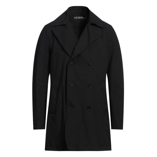 People Of Shibuya Black Recycled Polyester Men Trench PE-14546-IT46 | S