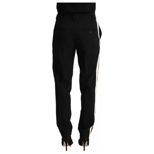 Dolce & Gabbana Black White Stripes Wool Tapered Pants PAN72803-38