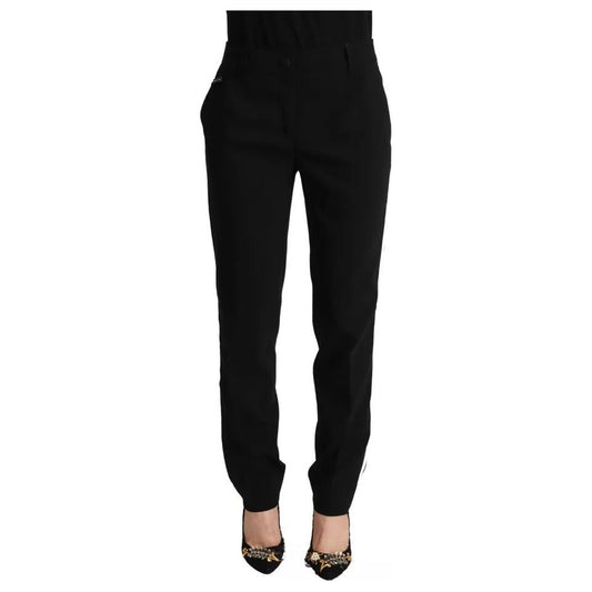 Dolce & Gabbana Black White Stripes Wool Tapered Pants PAN72803-38