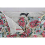Dolce & Gabbana White Pink Floral Brocade Pants SIG20532-40