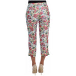 Dolce & Gabbana White Pink Floral Brocade Pants SIG20532-40