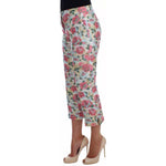 Dolce & Gabbana White Pink Floral Brocade Pants SIG20532-40