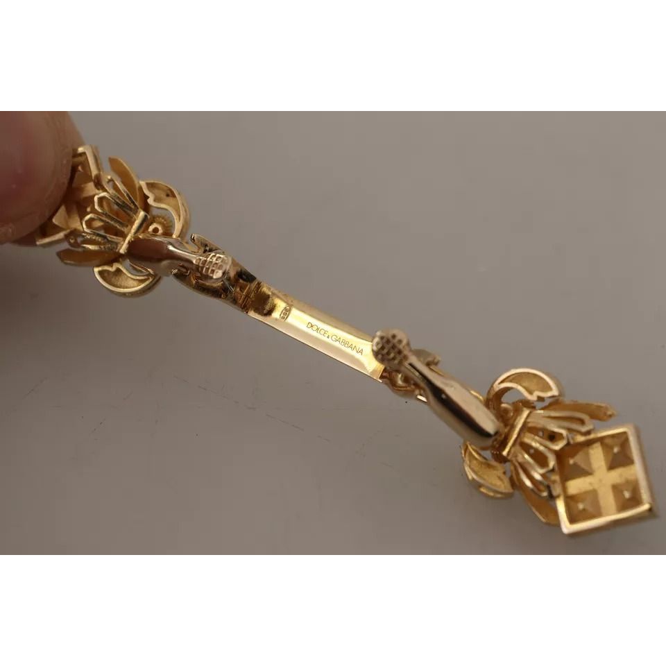 Dolce & Gabbana Gold Plated 925 Sterling Silver Crystal Collar Stop Brooch