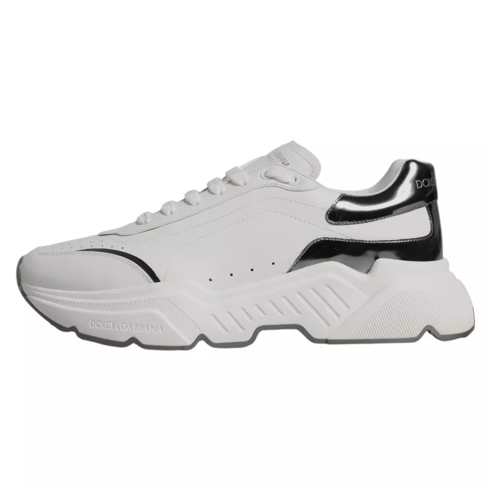 Dolce & Gabbana White Silver DAYMASTER Leather Sneakers Men Shoes MV1433-42