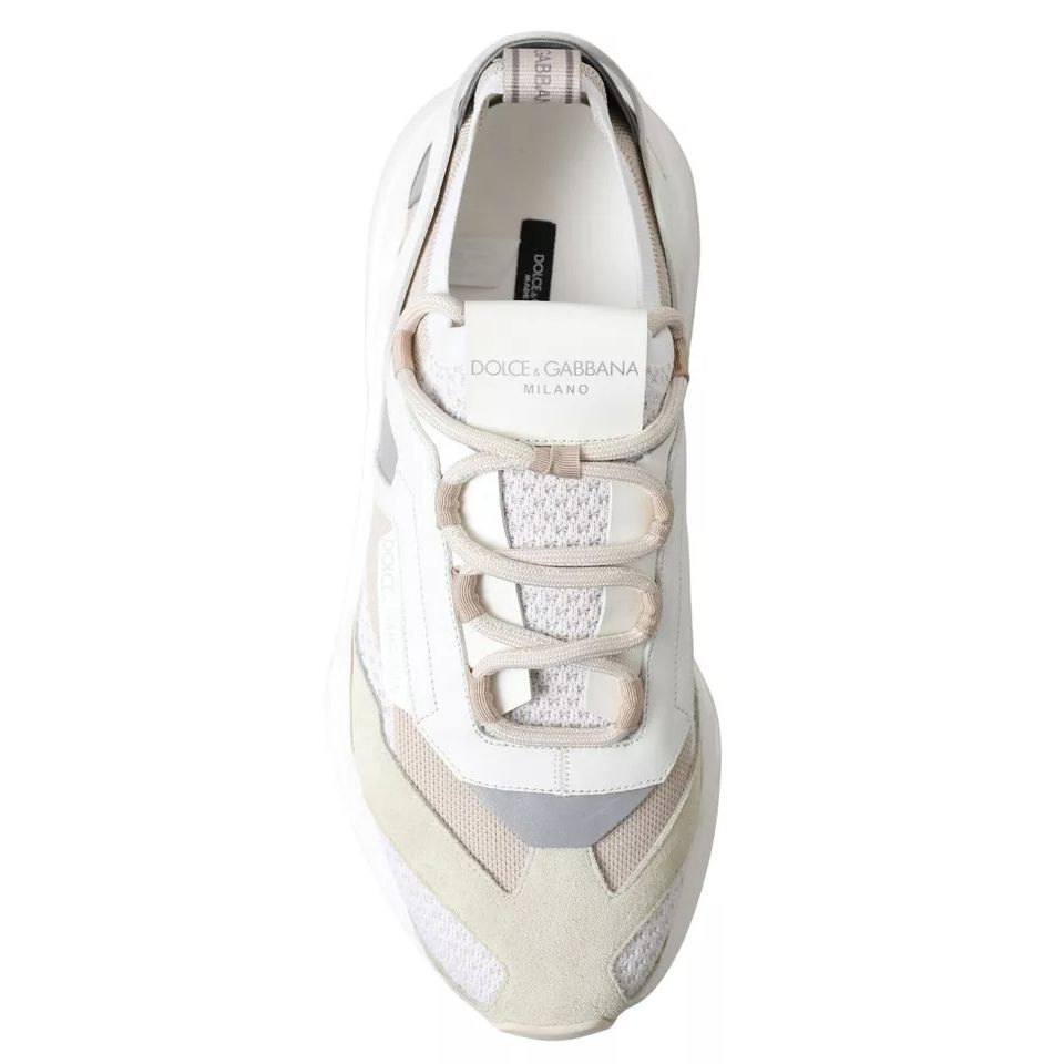 Dolce & Gabbana White Beige Leather Sport DAYMASTER Shoes Sneakers