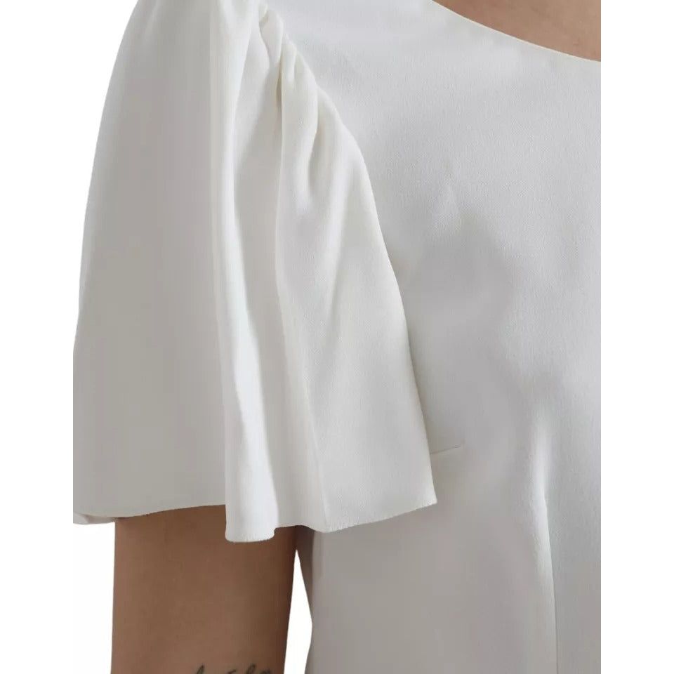 Dolce & Gabbana White Viscose Round Neck Short Sleeves Top TSH852025-48