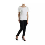 Dolce & Gabbana White Viscose Round Neck Short Sleeves Top TSH852025-48
