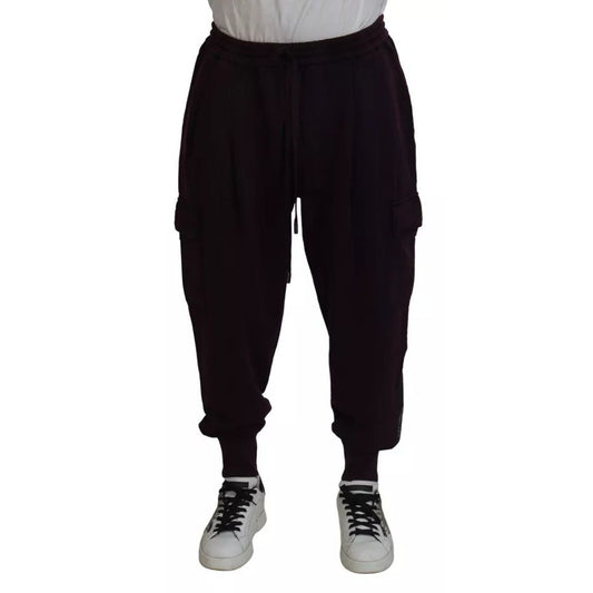Dolce & Gabbana Bordeaux Cotton Cargo Jogger Sweatpants Pants