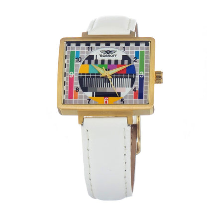 Bobroff White Leather Dress Watch