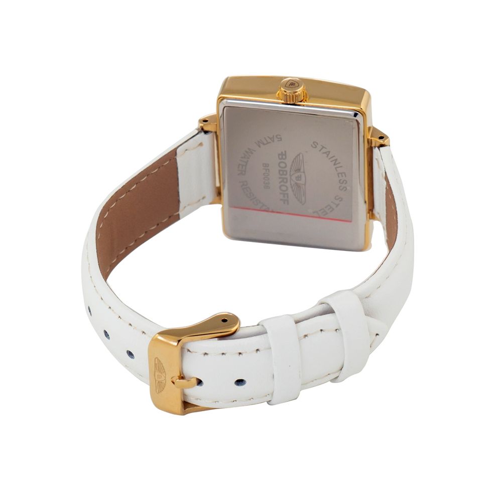 Bobroff White Leather Dress Watch