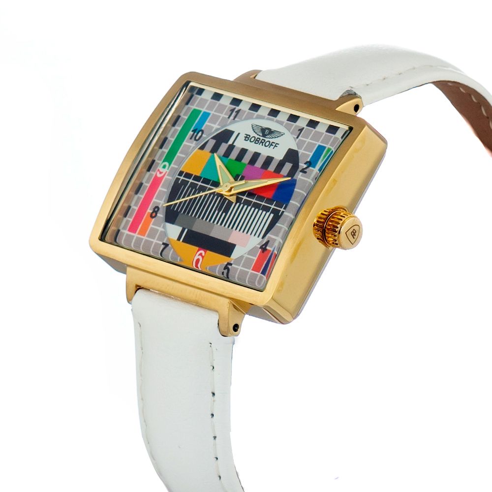 Bobroff White Leather Dress Watch