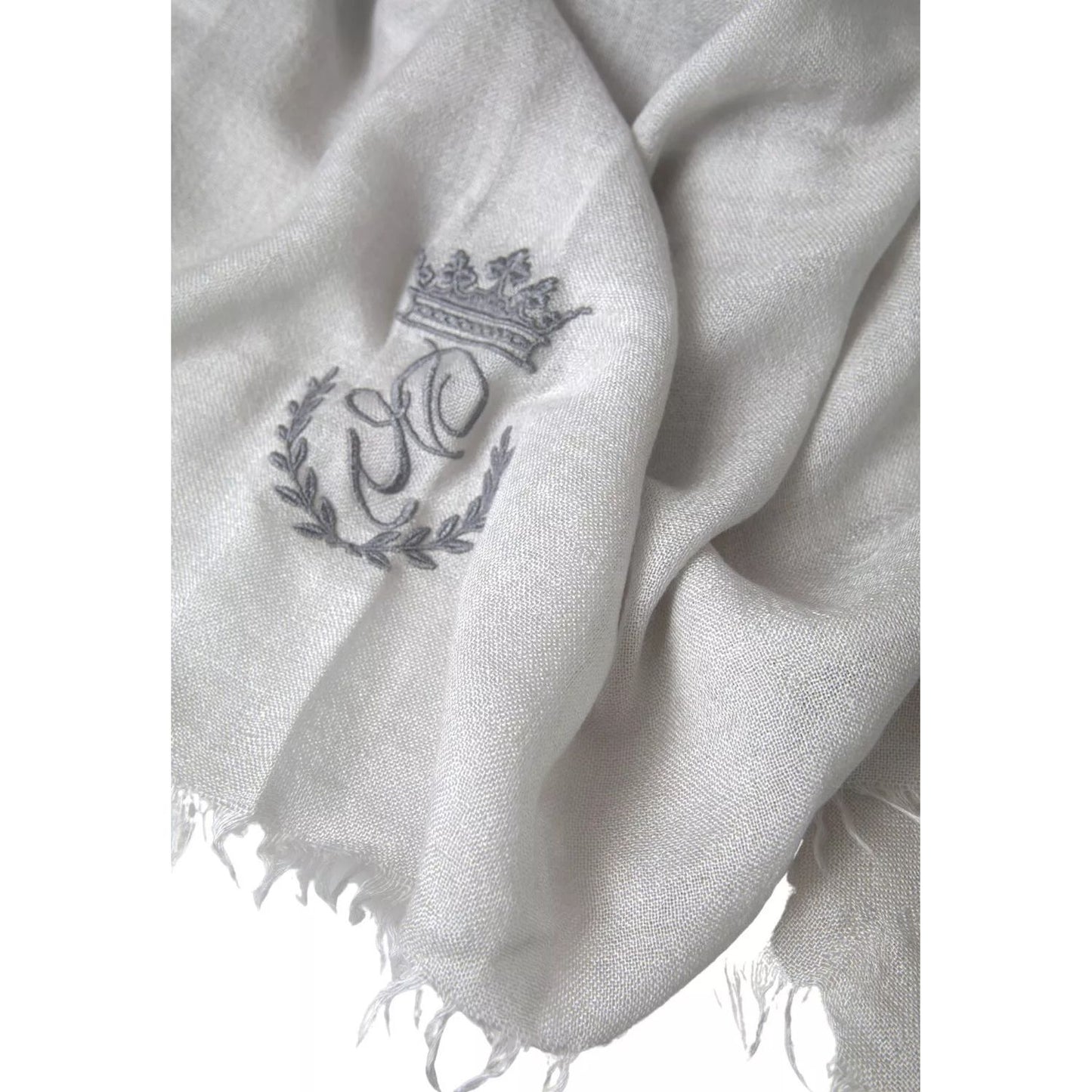 Dolce & Gabbana Gray Cashmere Wrap Shawl Fringe Scarf